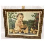 Johnson's Baby Powder Baby w/ Chicks Framed