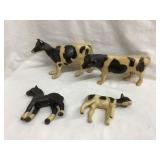 (4) Vintage Rubber/Plastic Toy Animals, (3) Cows,