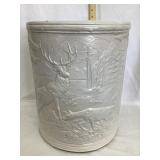 Stoneware "Sand Jar" w/ Stag Deer Scene, Bottom