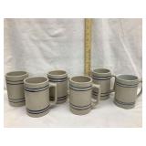 (6) Red Wing Blue Banded Stoneware Mugs, (5)
