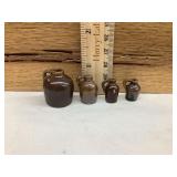 (4) Albany Slip/Brown Glazed Mini Stoneware Jugs,