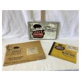 NOS Jones Dairy Farm Sausage Tin Over Cardboard