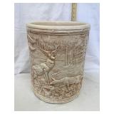 Stoneware 'Sand Jar' w/ Stag Deer & Forest Scene,