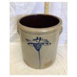 Salt Glazed 4 Gal. Crock w/ Cobalt Drop 8 Style