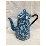 Light Blue & White Graniteware Coffee Pot, 9'T