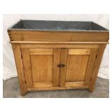Primitive Square Nailed Wood Dry Sink w/ Tin