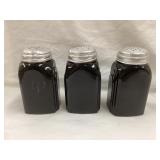 (3) Vintage Glass Shakers, 4"T, (1) Has Rim Chips