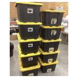 (10) 27 Gal. Plastic Storage Totes w/ Lids, NO