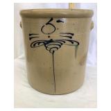 5 Gal. Salt Glazed Crock w/ Drop 8 Style Design,