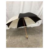 Vintage Cloth Umbrella w/ Wood Handle, 38"L