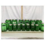 (15) Pieces Vintage Green Glass Canister Set
