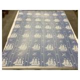 Vintage Nautical Bedspread, Some Fading/Loose