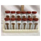 Vintage Milk Glass Spice Set w/ (12) Jars &