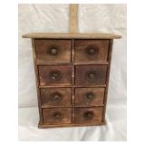 Primitive 8-Drawer Wood Spice Box, 12 3/4"T