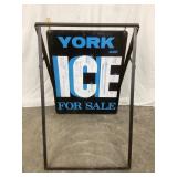 York Ice For Sale Two-Sided Metal Sign w/ Metal