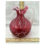 Fenton Cranberry Opalescent Pitcher, 6 1/2" T