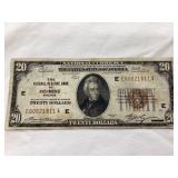 1929 Richmond Virginia $20 Bank Note, Brown Seal,