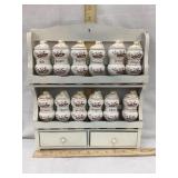 Ceramic Spice Set W/ Wooden Display Rack, Shakers