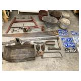Lot of Primitives incl. Saws, IA License Plates,
