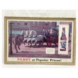 Pabst Blue Ribbon Beer Cardboard Framed Adv.