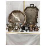 Large Flat of Silver Plated Items, Inc Serving