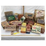 Approx (24) Vintage Cardboard Candy Bar Boxes Etc