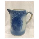 Blue & White Stoneware Pitcher w/ Cherries,