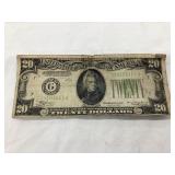 1934 $20 Bill, Poor Condition
