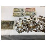 Lot of Foreign Coins & Currency
