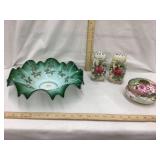 Hand Blown/ Hand Painted Bowl, 11" Diameter,