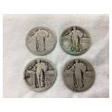 (4) Standing Liberty Silver Quarters, Smooth