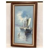 Sailboat Acrylic Painting on Canvas Signed