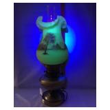 Vintage Fenton Uranium Glass Hand Painted Signed