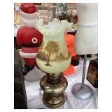 Vintage Uranium Glass Lamp, Glowing,