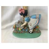 Modern Cast Iron Doorstop, "Girl Watering