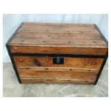 Primitive Flat Top Wood Trunk, Replaced Handle,