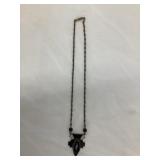 Vintage Brass Necklace w/ Crane Pendant, 8 1/2"L