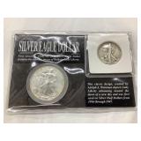 2001 Silver Eagle Dollar and 1945 Walking Liberty