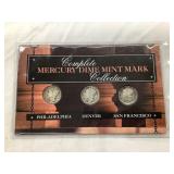 Silver Mercury Dime "Mint Mark" 3 Coin Set,