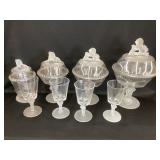 Gillinder & Sons (4) Glass Lion Compotes & (4)