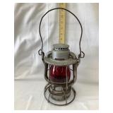 Dietz RR Lantern w/ Red Globe Frosted P&RRy., 9