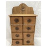 Primitive Wood 8 Drawer Spice Cabinet, 16 3/4"T,