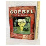 Goebel Beer Tin Sign, AGE UNKNOWN, 14"x11", Some