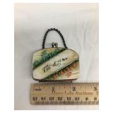 Vintage "Shells" Hand Painted Coin Purse, 2 1/8"W