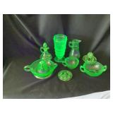 (8) Pcs. of Uranium Green Depression Glass, Most
