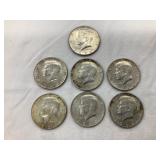 (7) 1964 Silver Kennedy Half Dollars
