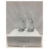 Lenox Crystal Dolphin Candlesticks w/ Box, 9