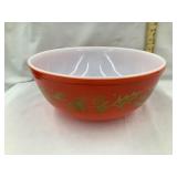 Vintage Pyrex "Golden Leaf" On Red Mixing Bowl, 4