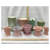 (9) Redwing Pottery Vases/ Planters, (1) Has Rim