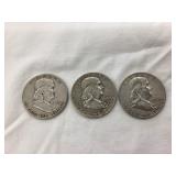 (3) Silver Franklin Half Dollars